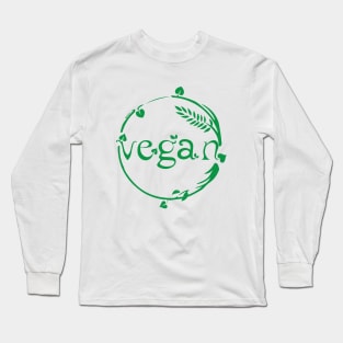 Vegan Green Leaves Vegetarian Long Sleeve T-Shirt